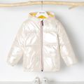 Kid Boy/Kid Girl Metallic Zipper Hooded Padded Down Coat White