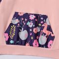 2-piece Kid Girl Floral Print Pocket Design Hoodie Sweatshirt and Elasticized Leggings Set Pink