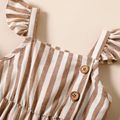 Baby Girl 100% Cotton Solid/Striped/Floral-print Sleeveless Ruffle Jumpsuit Apricot image 4