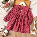 Toddler Girl Polka dots Doll Collar Button Design Long-sleeve Dress Lavender image 1