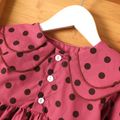Toddler Girl Polka dots Doll Collar Button Design Long-sleeve Dress Lavender image 3
