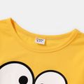 Kid Boy/Kid Girl Face Emojis Print Pullover Sweatshirt and Solid Color Elasticized Pants Set Yellow