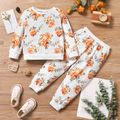2-piece Toddler Girl Floral Print Pullover Sweatshirt and Pants Set White