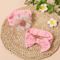 2-pack Bow Net Yarn Floral Design Headband for Girls Pink
