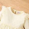 3-piece Baby Girl Ruffled Schiffy Design Scallop Hem Long-sleeve Romper, Floral Print Shorts and Headband Set Apricot