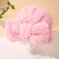 2-pack Baby / Toddler Solid Color Lambswool Bow Headband and Beanie Hat Set Pink