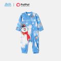 Frosty The Snowman Family Matching Allover Zip-up Onesies Pajamas Light Blue