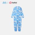 Frosty The Snowman Family Matching Allover Zip-up Onesies Pajamas Light Blue