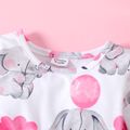 Baby Girl All Over Cartoon Elephant and Pink Balloon Print Long-sleeve Dress Color block image 3
