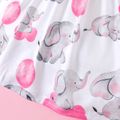 Baby Girl All Over Cartoon Elephant and Pink Balloon Print Long-sleeve Dress Color block image 5