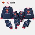 Superman-Familie, passende Rentier- und Schneeflocken-Top- und Hosen-Pyjama-Sets königsblau
