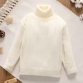 Toddler Girl Turtleneck Solid Color Sweater White