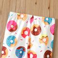 Toddler Girl Donut Print/Solid Color Elasticized Leggings Multi-color