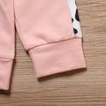 2-piece Kid Girl Letter Leopard Print Colorblock Hoodie Sweatshirt and Pants Set Pink