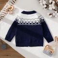 Baby Boy/Girl Striped V Neck Long-sleeve Button Knitted Cardigan Sweater Navy