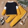2-piece Toddler Boy Colorblock Long-sleeve Polo Shirt and Pants Casual Set Yellow