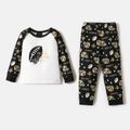 NFL Family Matching Proud Saints Colorblock Top and Allover Pants Pajamas Sets Black