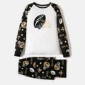 NFL Family Matching Proud Saints Colorblock Top and Allover Pants Pajamas Sets Black