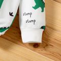 3pcs Baby Boy Cartoon Dinosaur and Letter Print Long-sleeve Pullover and Solid Trousers Set Green