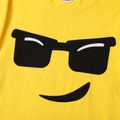 Family Matching Cartoon Face Print Yellow Cotton Short-sleeve T-shirts Yellow