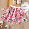 Kid Girl Polka dots Mesh Design/Floral Print Elasticized Skirt Multi-color image 1