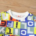 2-piece Kid Boy Letter Print Pullover Sweatshirt and Elasticized Pants Casual Set Multi-color