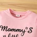 Toddler Girl Letter Print Ruffled Solid Color Pullover Sweatshirt Pink