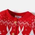 Looney Tunes Baby Girl Christmas Cotton Front Buttom Bowknot Coat Graphic Bodysuit and Tutu Pants Set Red image 5