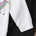 2-piece Kid Girl Unicorn Print Long-sleeve Tee and Elasticized Black Pants Set White