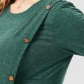 Nursing Side Button Decor Long-sleeve Tee blackishgreen