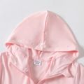 Kid Girl Solid Color Zipper Hooded Jacket Pink image 3