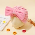 Baby / Toddler Solid Color Bow Flannelette Warm Beanie Hat Pink