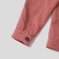 Dark Pink Corduroy Splicing Fuzzy Fleece Long-sleeve Jackets for Mom and Me Dark Pink