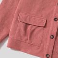 Dark Pink Corduroy Splicing Fuzzy Fleece Long-sleeve Jackets for Mom and Me Dark Pink