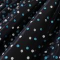 Kid Girl Glitter Polka dots Design Long-sleeve Mesh Splice Dress Deep Blue