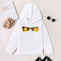 Kid Boy/Kid Girl Face Graphic Print Solid Color Hoodie Sweatshirt White