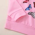 Kid Girl Butterfly Print Casual Pullover Sweatshirt Light Pink