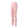 Kid Girl Heart Lace Design Elasticized Leggings Light Pink