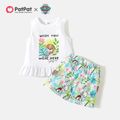 PAW Patrol 2-piece Toddler Girl Flounce Cotton Tank Top and Allover Pants Set White