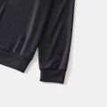 Family Matching Preppy Style Argyle Plaid Splicing Black Long-sleeve Pullover Sweatshirts Black