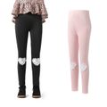 Kid Girl Heart Lace Design Elasticized Leggings Light Pink image 2