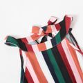 Family Matching Colorful Striped Halter Neck Off Shoulder Dresses and Raglan Short-sleeve T-shirts Sets royalblue