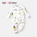 Looney Tunes Baby Girl Stripe Allover Bunny Jumpsuit White