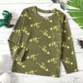 Kid Boy Animal Dinosaur Print Long-sleeve Tee Army green