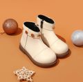 Toddler Snap Decor Side Zipper Snow Boots Beige image 3