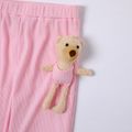 Kid Girl Solid Color Elasticized Pants (Bear Doll is included) Pink