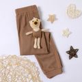 Kid Girl Solid Color Elasticized Pants (Bear Doll is included) LightKhaki