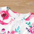 2-piece Kid Girl Floral Print Short-sleeve Tee and Ripped Denim Jeans Set Pink