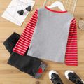 2-piece Kid Girl Letter Heart Print Striped Long-sleeve Tee and Denim Jeans Set Grey
