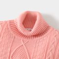 Family Matching Solid Cable Knit Turtleneck Long-sleeve Pullover Sweaters ColorBlock
